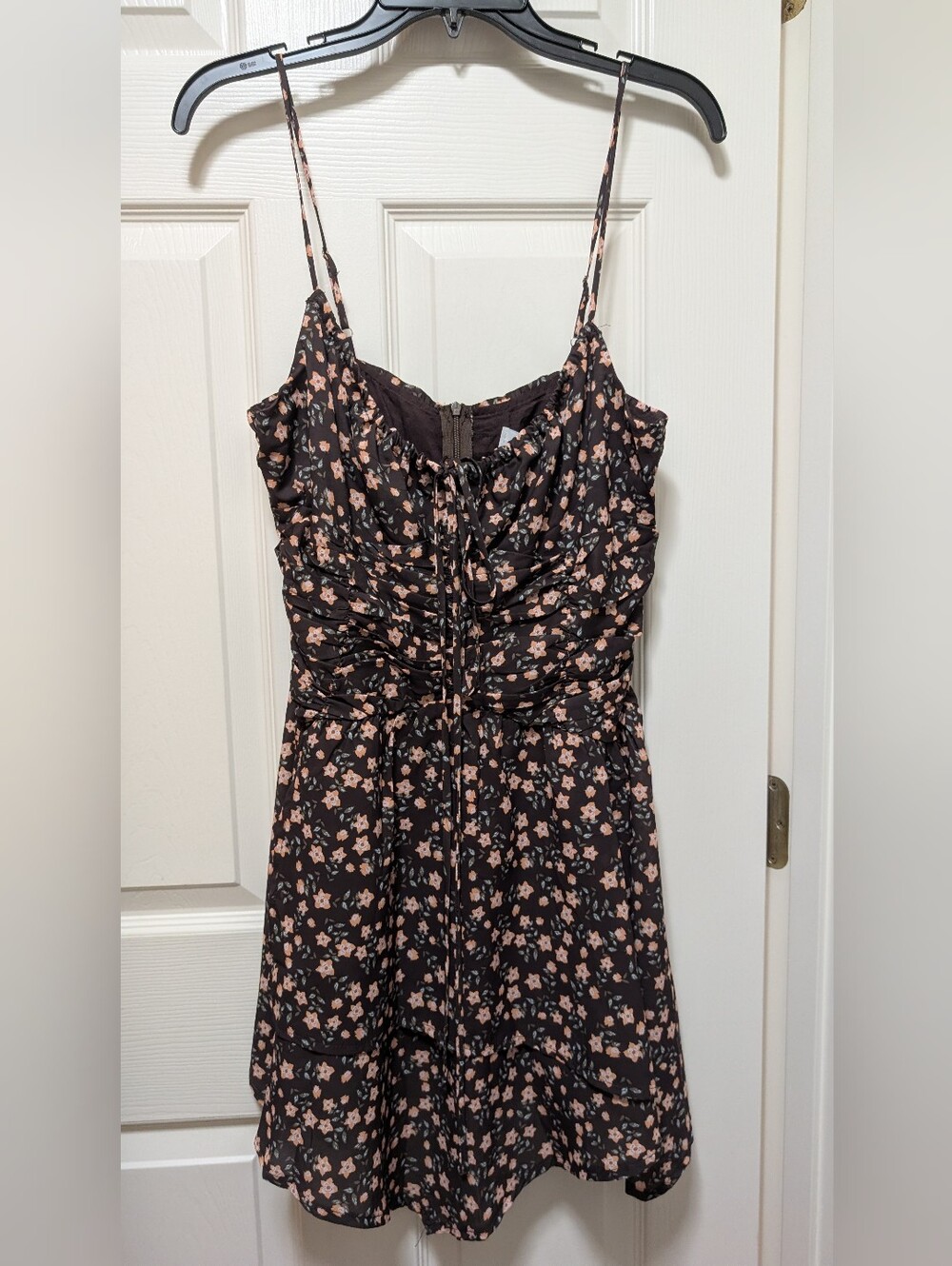NWT Princess Polly Barrett Mini Dress Brown Floral Ruched Empire Size 10